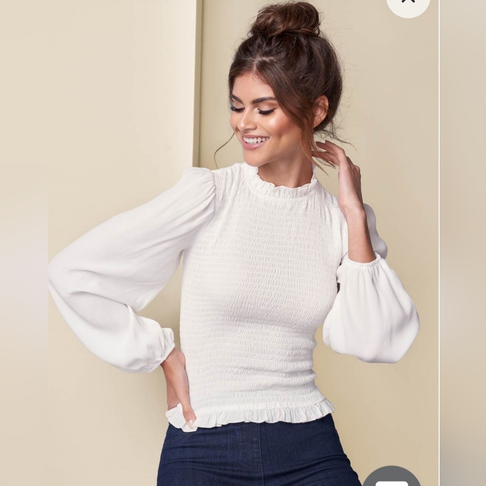 Venus • Balloon Sleeve White Blouse